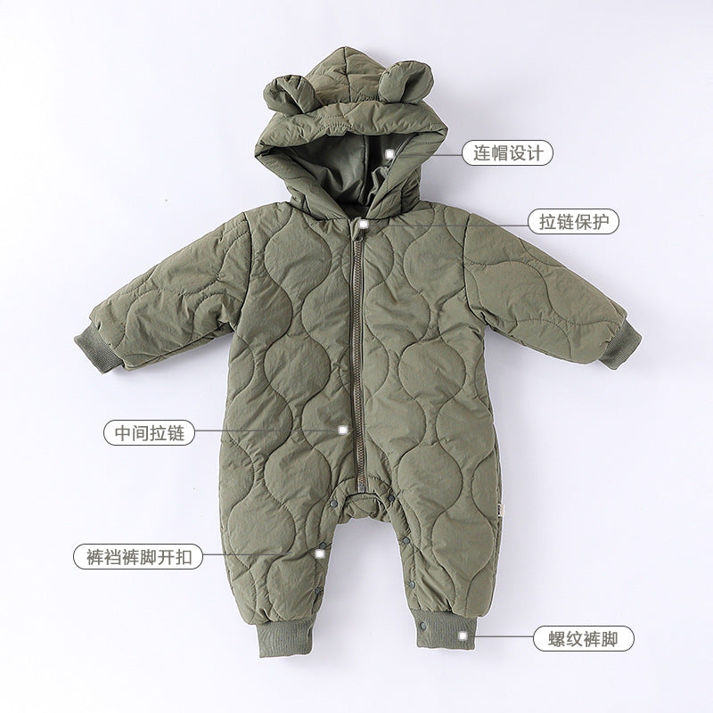 Baby Clothes Autumn And Winter Cotton-padded Jumpsuit Newborn Warm Windproof Hooded Cotton-padded Jacket For Boys And Girls
