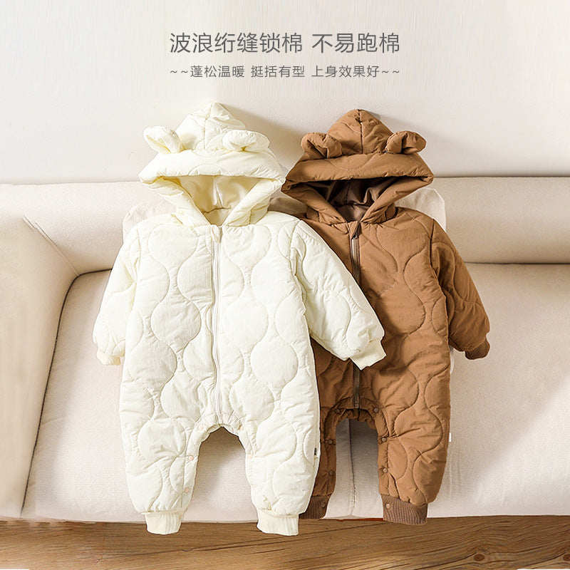 Baby Clothes Autumn And Winter Cotton-padded Jumpsuit Newborn Warm Windproof Hooded Cotton-padded Jacket For Boys And Girls