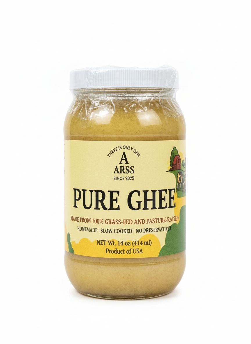 Premium grass-fed Desi ghee 28 oz family-size jar made with traditional slow-cooked method