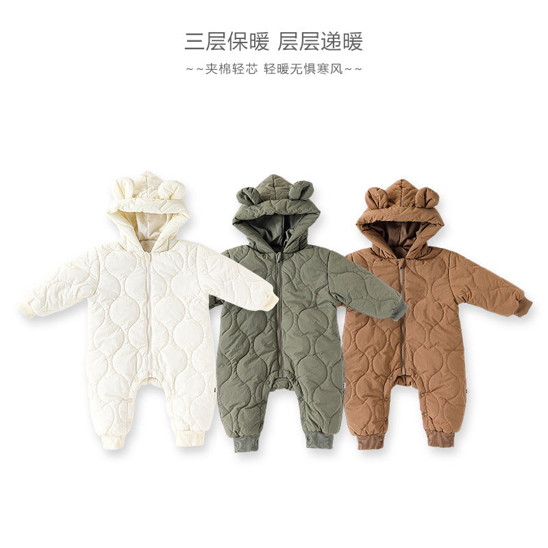 Baby Clothes Autumn And Winter Cotton-padded Jumpsuit Newborn Warm Windproof Hooded Cotton-padded Jacket For Boys And Girls