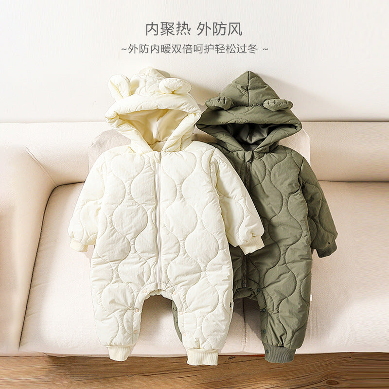 Baby Clothes Autumn And Winter Cotton-padded Jumpsuit Newborn Warm Windproof Hooded Cotton-padded Jacket For Boys And Girls