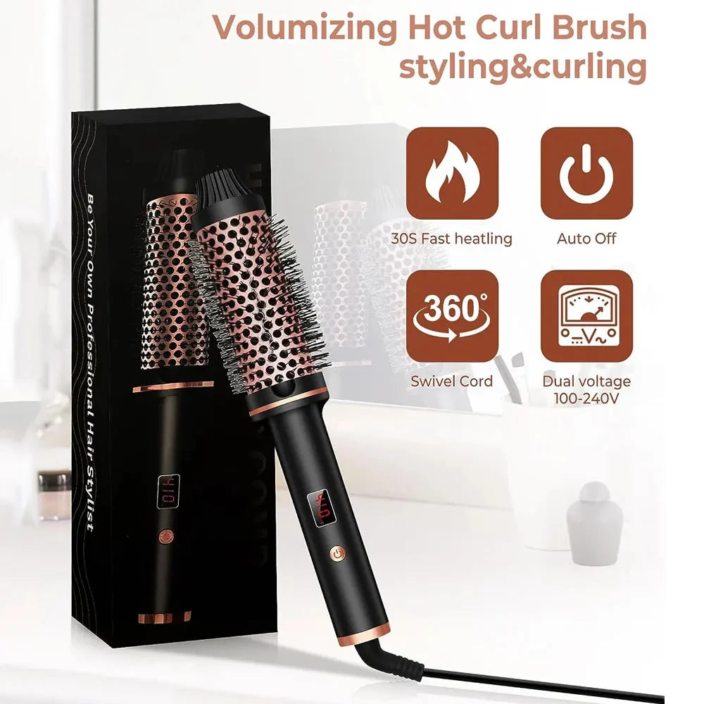 3-in-1 Ionic Hair Curler & Straightener – Heated Styling Brush