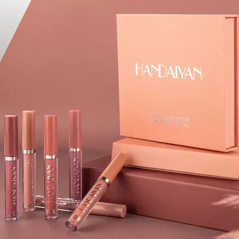 HANDAIYAN 6PCS Matte Lipstick Set – Waterproof & Long-Lasting