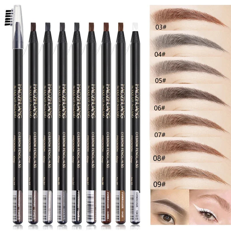 HAOZHUANG Waterproof Eyebrow Pencil – Long-Lasting with Brush